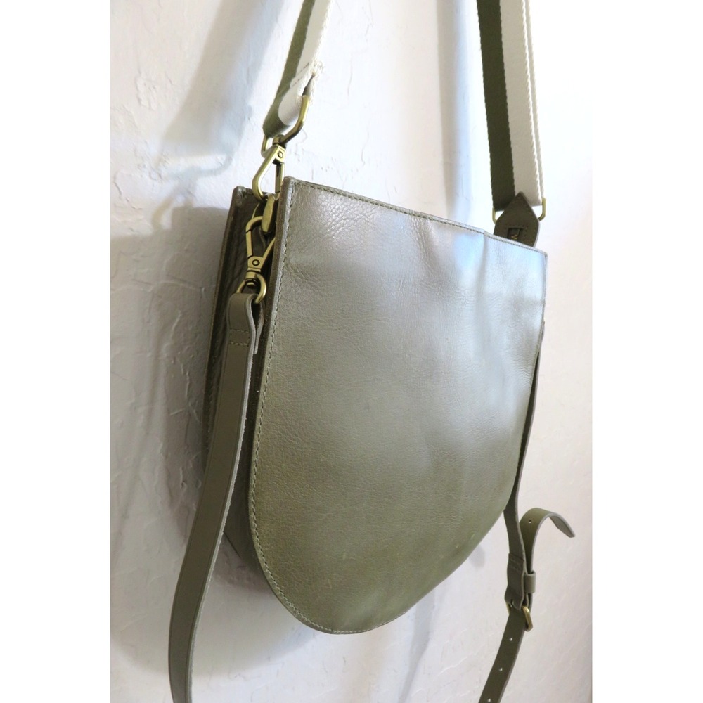 Madewell Tundra Green Transport Leather Saddle Bag Crossbody Shoulder Handbag - Picture 15 of 16